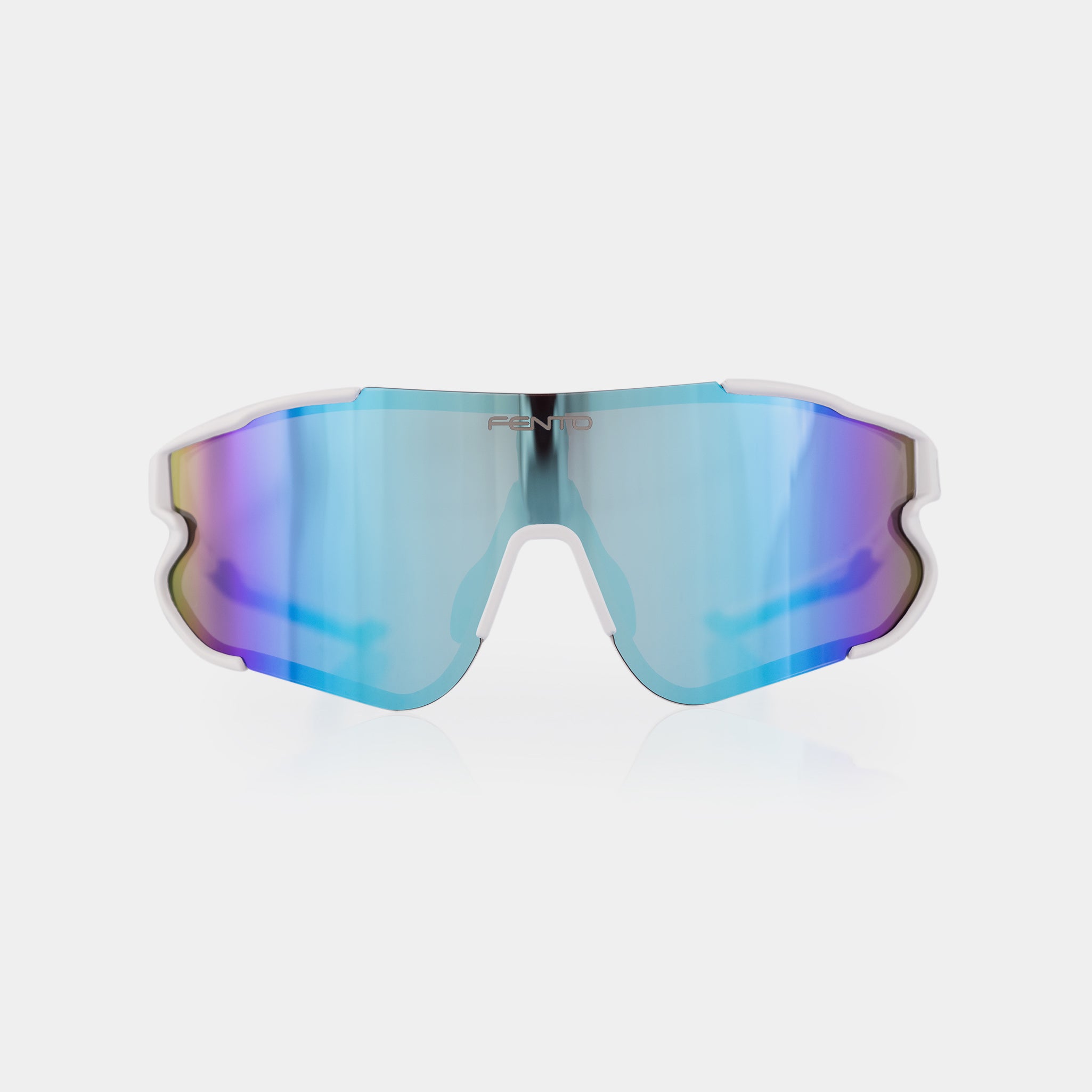 Skyline sport sunglasses – white TR90 frame with blue accents and aerodynamic fit.